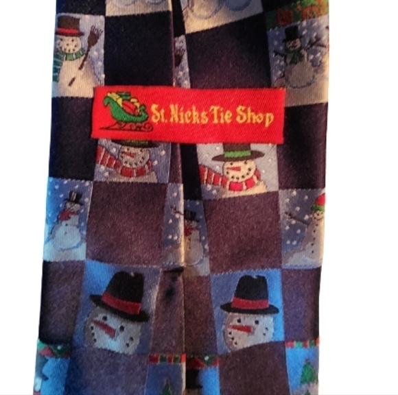 St Nichs tie shop snowman blue ties - Picture 3 of 3